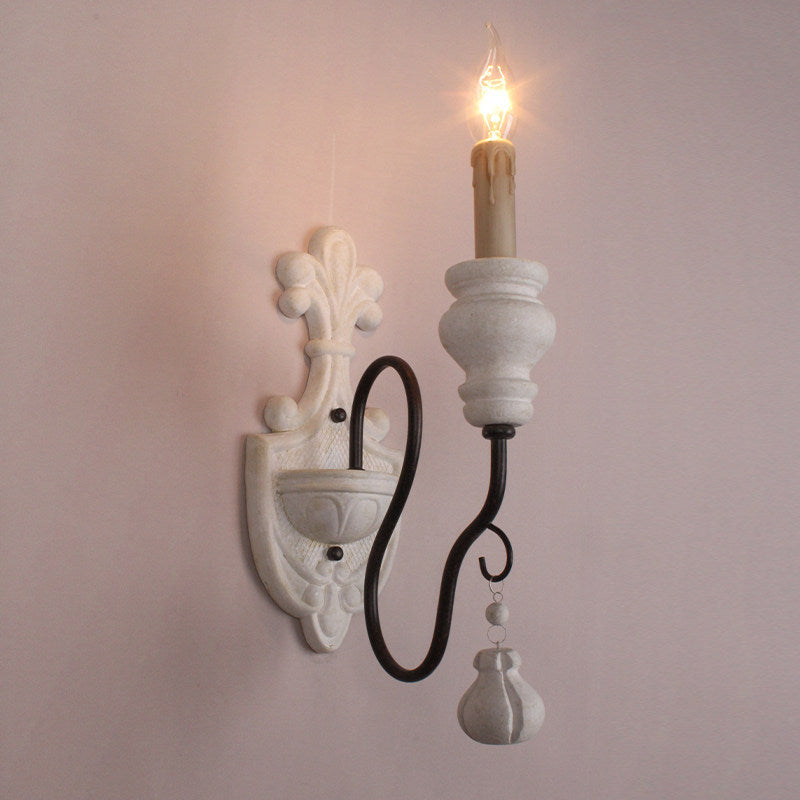 American retro wall lamp - cordless charging, solid wood, french style for living room, bedroom, bedside, hallway, stairway, candle wall sconce