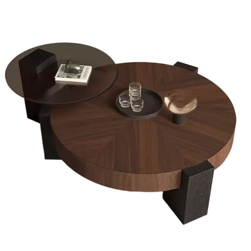 Living room coffee table italian normcoreclassychinoiserie style walnut grain side table small apartmentaccessible luxury round storage tea table