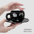Vintage chic ceramic coffee cup and saucer set - unique design, perfect for gatherings, tea, or everyday use. a cute and thoughtful ceramic gift
