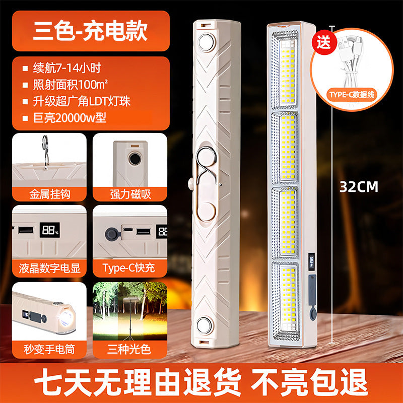 Rechargeable outdoor lighting - portable camping magnetic tent light - power outage home emergency light with extra-long battery life
