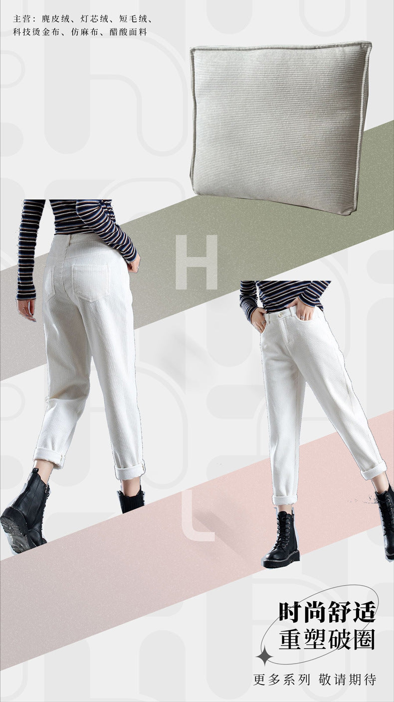 Warp knitted elastic 21 corduroy fabric 21 pit thin polyester corduroy luggage sofa throw pillow clothing fabric