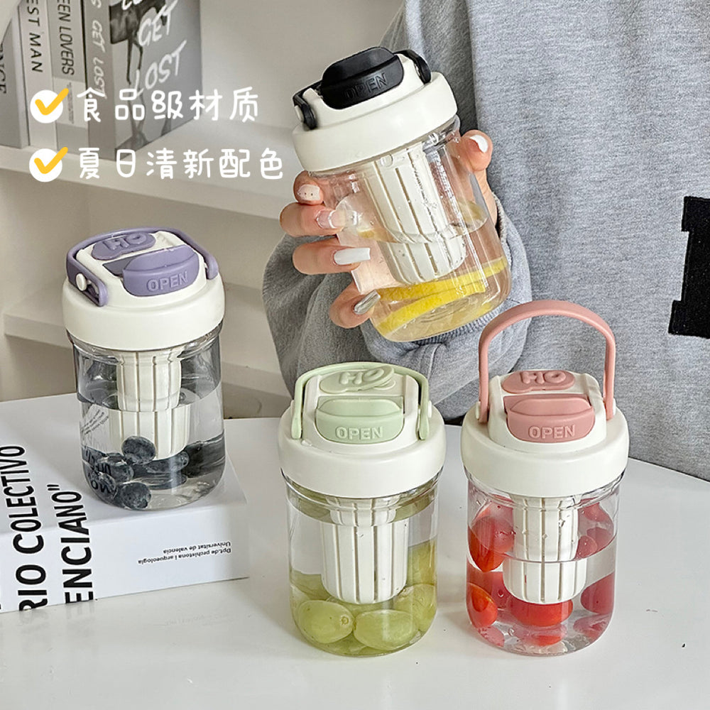 High-style plastic water bottle with handle, portable sports water bottle, sippy cup, dual-drink cup