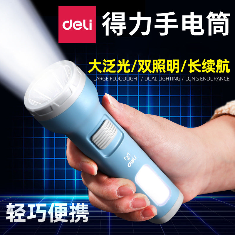 Deli 3662A flashlight double lighting LED strong light lithium battery outdoor police emergency lighting patrol light wholesale