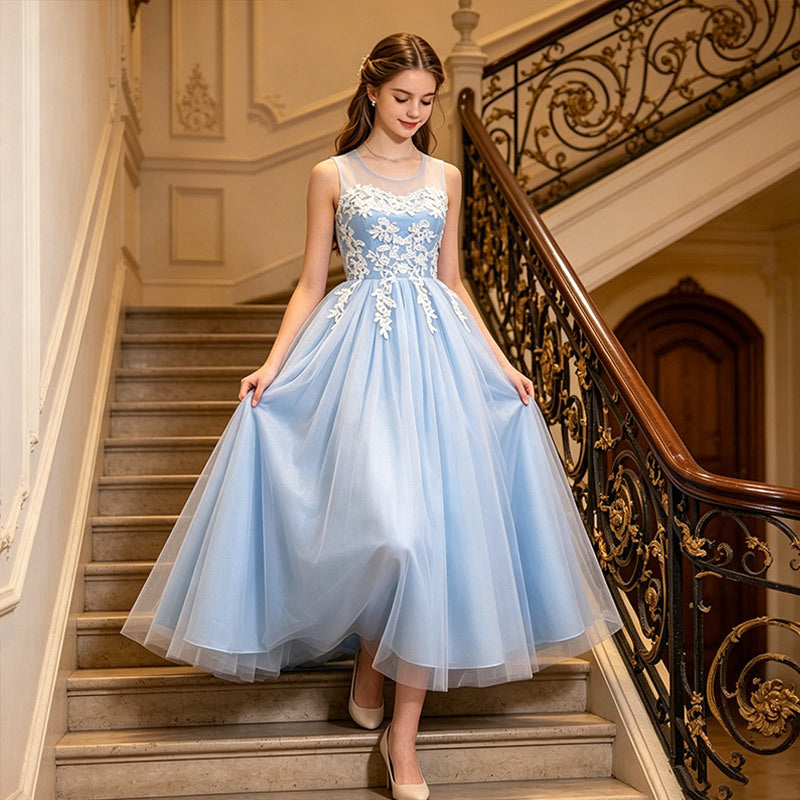 Teenage girl's fairy-style french princess dress, summer cross-border export model, elegant and stylish dress