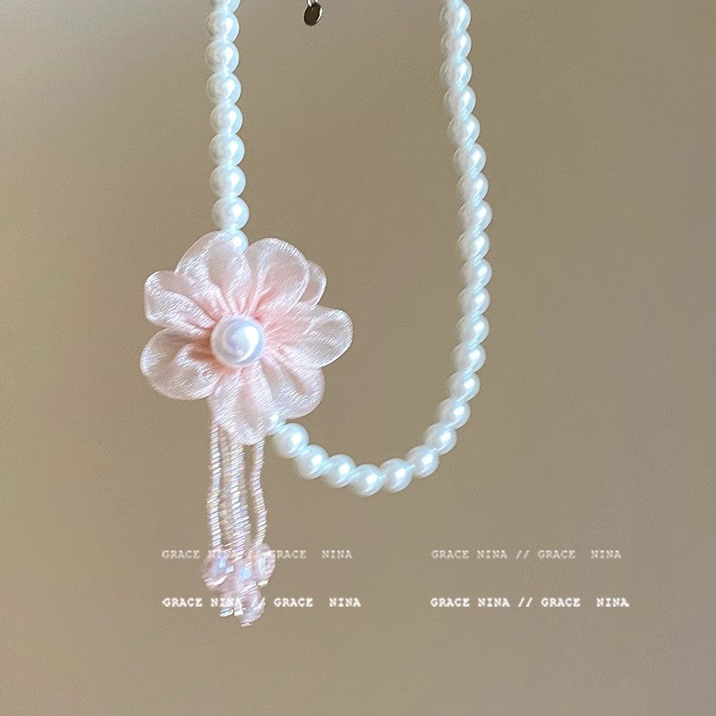 Gentle floral pearl choker necklace - chic & unique, sweet & elegant summer accessory for women