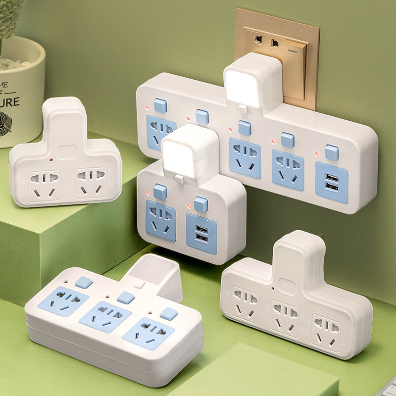 Multi-outlet adapter plug splitter power strip - one-to-many panel, multi-port wireless power strip (cordless)