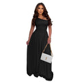 C7680 cross-border   fashion women's elegant waist-defining backless slim-fit one-shoulder dress