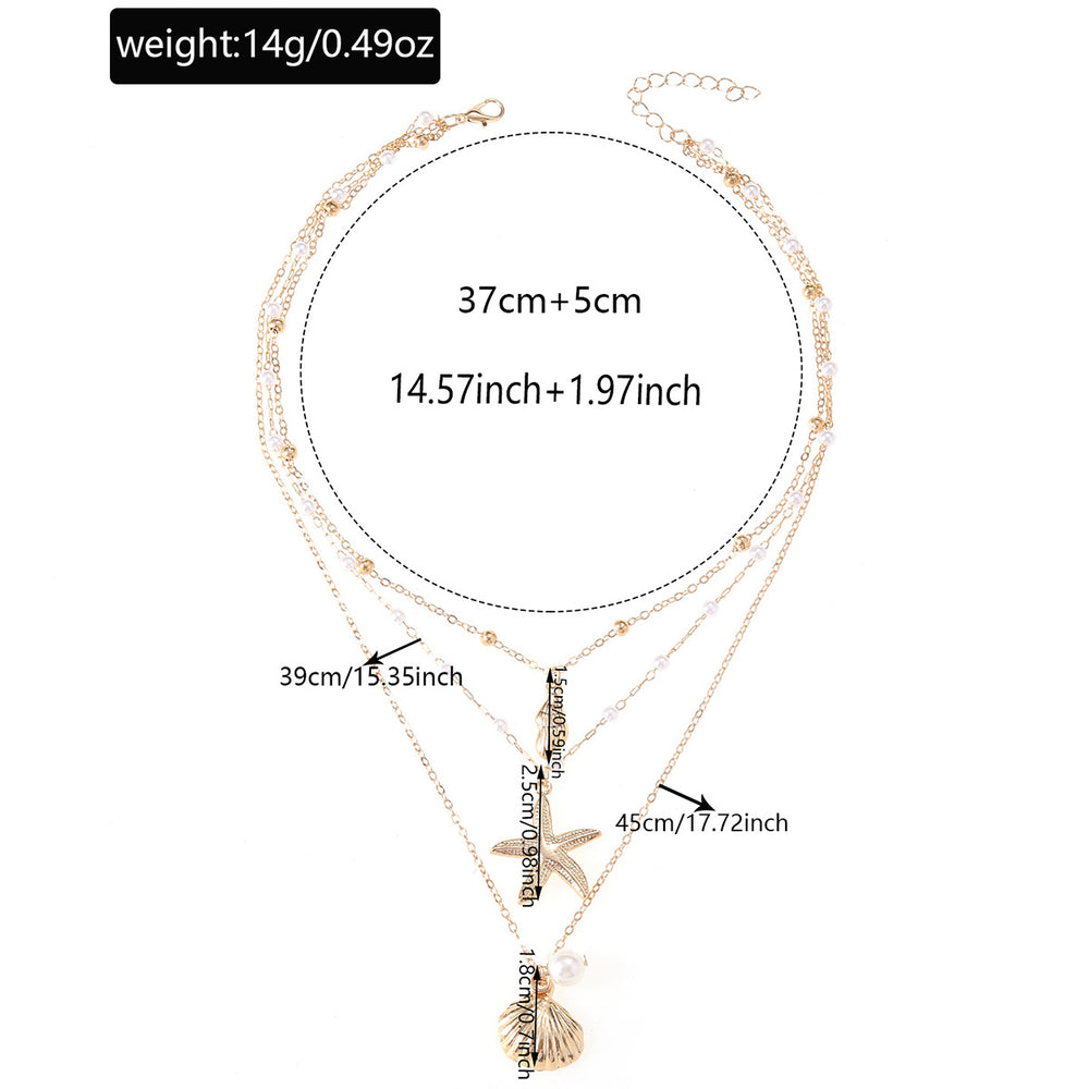 European and american niche ocean series starfish shell seashell pendant necklace - women's summer vacation style cross-border jewelry wholesale