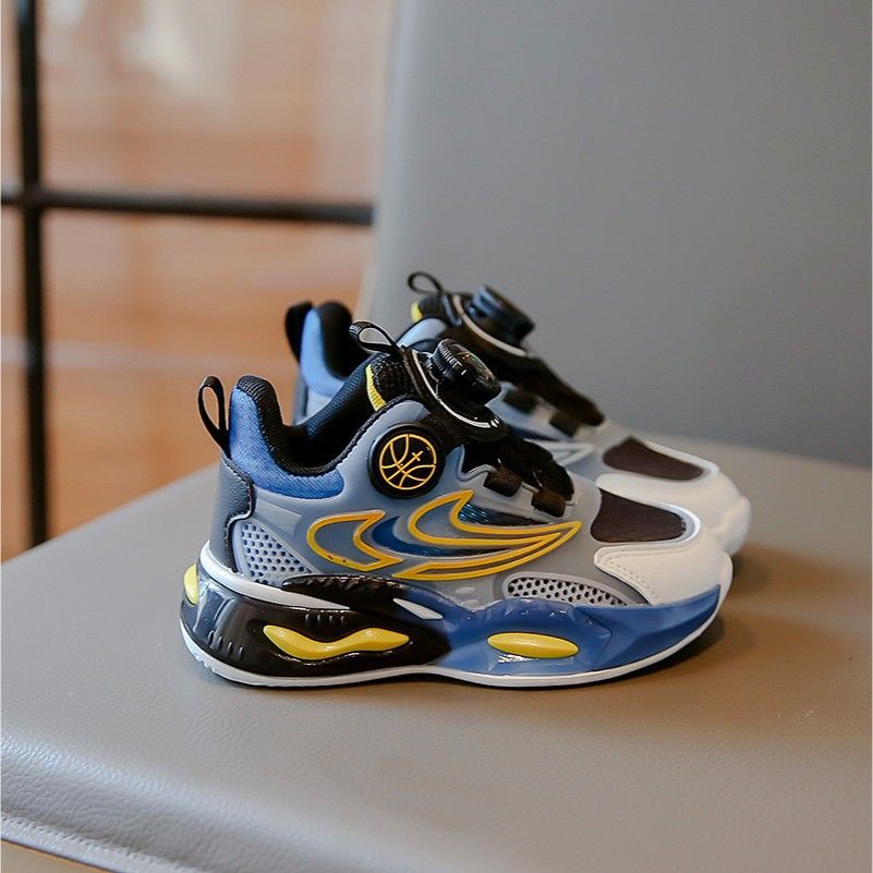 Boys' athletic shoes -  spring/autumn new collection - kids' basketball shoes with rotating buckle - boys' running shoes - girls' chunky sneakers