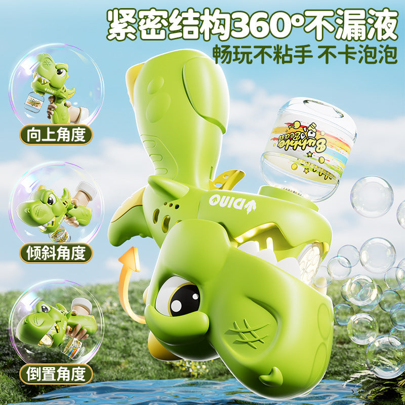 Kids' automatic light-up bubble machine - hot-selling shark & dinosaur electric bubble gun - perfect for parks, plazas, and street vendors!