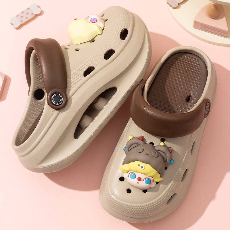 Adult women's thick bottom crocs women's new arrival non-slip beach heightening toe cap sandals slippers women's summeroutwear