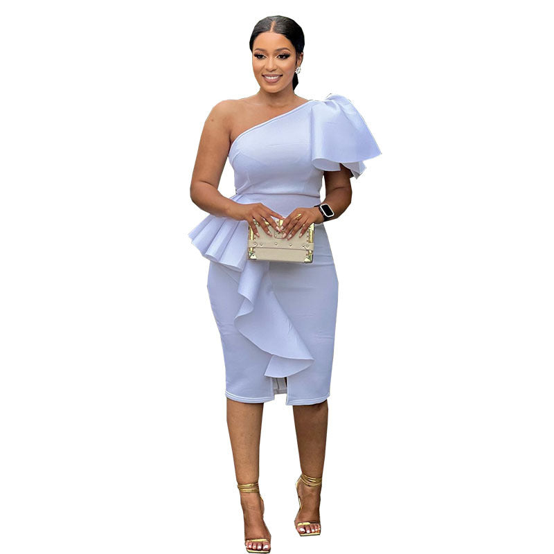 sourcing:  new women's off-the-shoulder, cinched-waist, bodycon, professional-style fashion dress