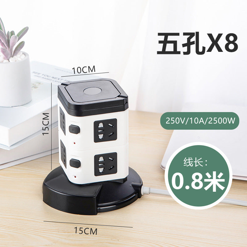 Smart vertical tower usb socket strip multifunctional multi-outlet office home computer power strip charger