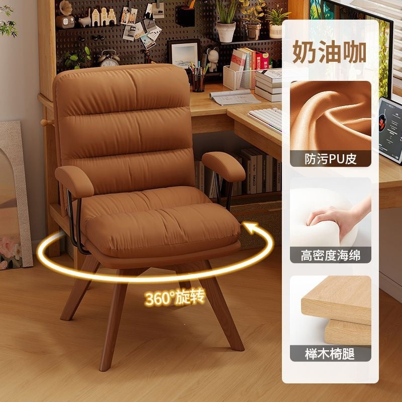 Computer chair for homeaccessible luxuryretrorotatable solid wood chair study desk chair comfortable long sitting bedroom back chair