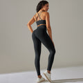 European and american new seamless yoga outfit for women - peach lift, high-waisted, tummy control, tight leggings set for running, sports, and fitness