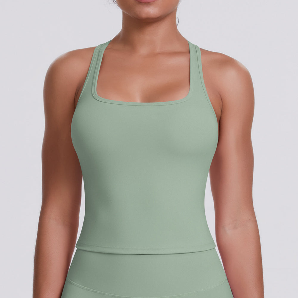 Cloud-feel brushed racerback tank top for women, quick-drying, outdoor casual running fitness top, yoga wear