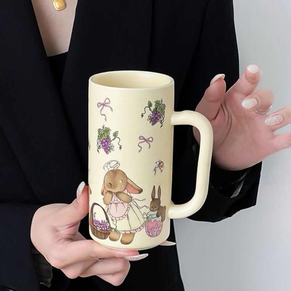 Cute ceramic mug cartoon ceramic cup high-value couple's drinking cup home breakfast cup - minor imperfections