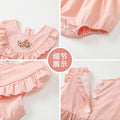Baby romper, class a, summer lightweight,  new sweet style girl's bodysuit with hood and flutter sleeves