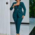 D3343 european and american cross-border women's fashion  autumn/winter new solid color stylish suit pants two-piece set african outfit