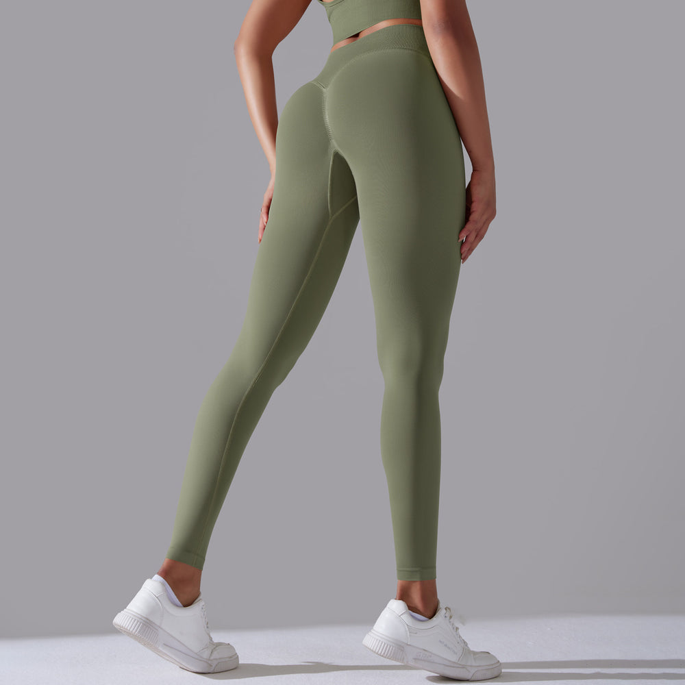 fashion seamless knittingpure colorhigh waist tight peach butt yoga pants sports running fitness nine-point pants