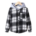 European and american style boys' plaid shirt - fashionable boys' casual warm shirt - korean style plaid hooded jacket shirt