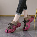 Women's spring versatile "ugly cute" dopamine shoes - octopus coconut sneakers, flyknit casual shoes, chunky platform dad shoes