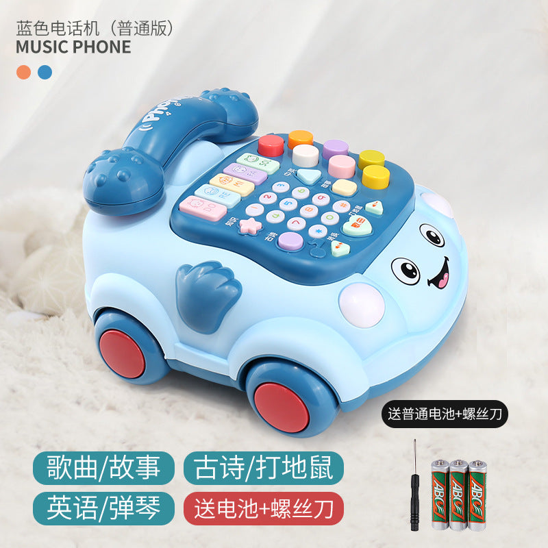 Infant & toddler light & sound telephone toy - educational & early learning pull-along toy for boys & girls