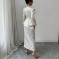 Elegant v-neck maxi dress - figure-flattering, sexy bodycon, long sleeve, slim fit