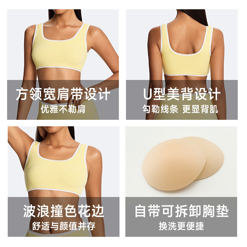 New arrival cross-border high-elastic sports intimates beautiful back bra three-point fitness yoga vest with chest pad for women classy