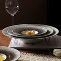 Nordic gradient sprayed high-value light luxury ceramic western food pasta plate, straw hat plate, restaurant hotel business straw hat plate
