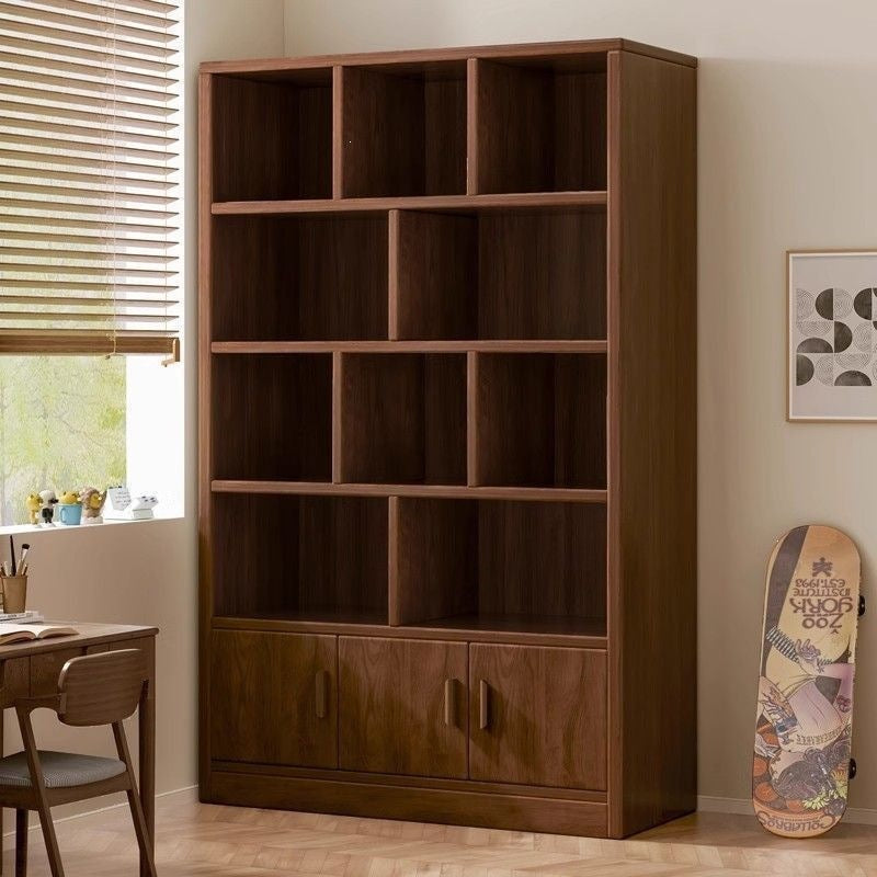 For homefloor-standing storage rack, whole wall storage cabinet, multi-layer solid wood wine cabinet, all-in-one wall bookcase, living room storage cabinet