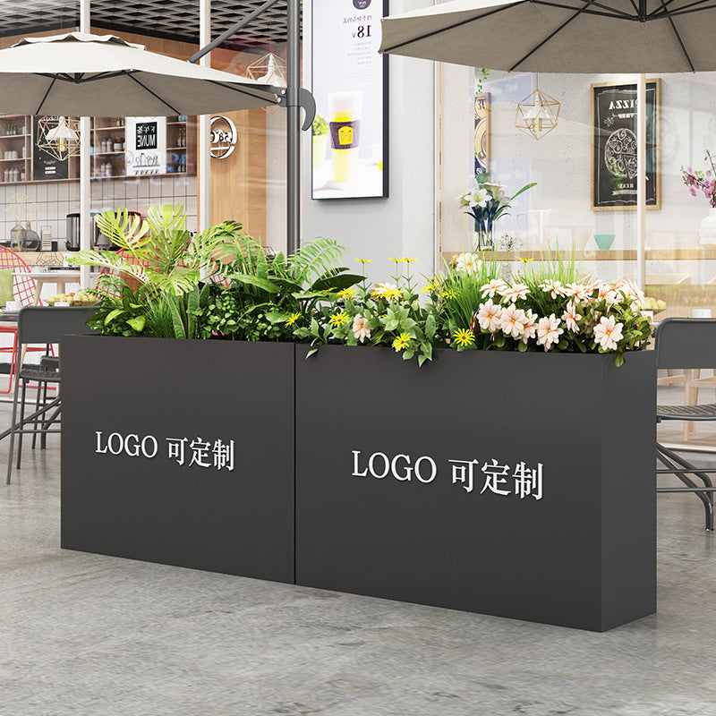 Outdoor wrought iron flower box combination Commercial street Square flower bed Outdoor flower slot External pendulum Modern stainless steel flower pot partition