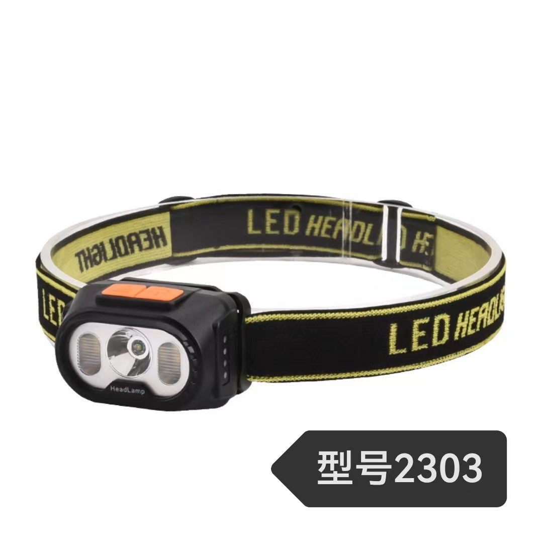 Dual light source led strong light headlight rechargeable long battery life night fishing special head-mounted typec rechargeable flashlight