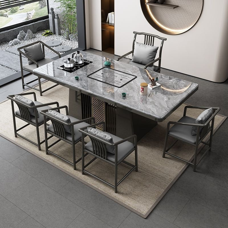 Modern rock slab tea table and chair set - ideal for home, balcony, living room, office, or kung fu tea - complete all-in-one set