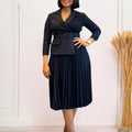 D592  independent station fashion cross-border women's clothing autumn and winter women's suit collar elegant pleated skirt african dress