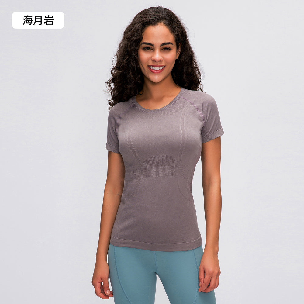 Spring/summer new women's short-sleeve crew neck sports t-shirt - running, fitness, slim-fit, breathable yoga top - s2067