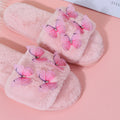 Indoor heattechstuffed slippers cartoon cotton slippers women's home cutestuffed family slippers butterfly floor slippers