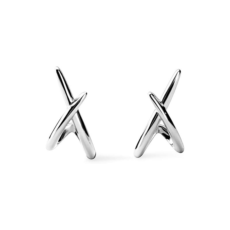 European and american cross-border fashion stone and gold earrings, versatile criss-cross studs, new women's cubic elegance trendy jewelry