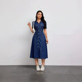 New arrivalfashion cross-border  independent station export short-sleeved lapel casual style shirt collar denim dress
