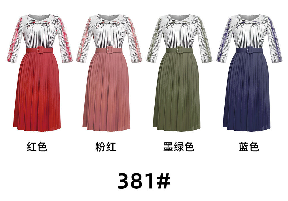 Ebaynew arrival pleated slimming look silmdress african women's clothing plus size medium longpleated skirt with belt