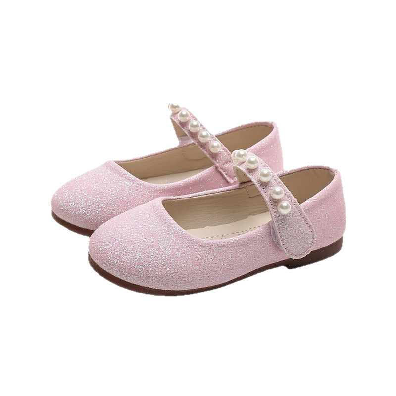spring/autumn korean style new girls' leather shoes, export order, princess flats, children's velcro performance dance shoes