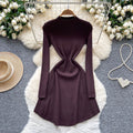 Knitted dress women's 2025 autumn french chic high-end niche inner layering waist-defining slimming elegant base layer sweater dress