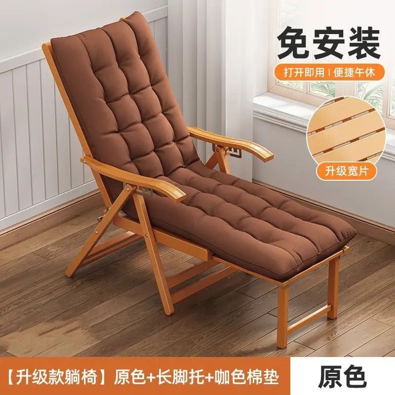 Foldable reclining chair - adult bamboo rocking chair - home comfort nap lounger - lazy person's chair - elderly balcony leisure dual-use chair