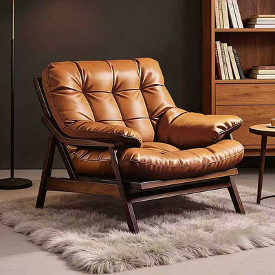Single sofa chair genuine cowhide medieval style living room for home study reading retro designer casualclassy lounge chair