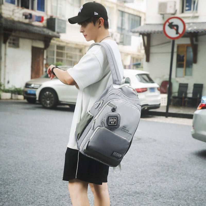 New Trend Korean Version Fashion Versatile Large Capacity Backpack Junior High School High School Students School Travel Backpack Men's Fashion