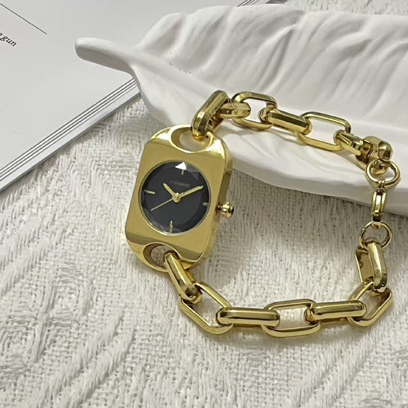 Ashinuo: chic & minimalist gold chain watch - a subtle statement piece for the modern woman (cross-border)