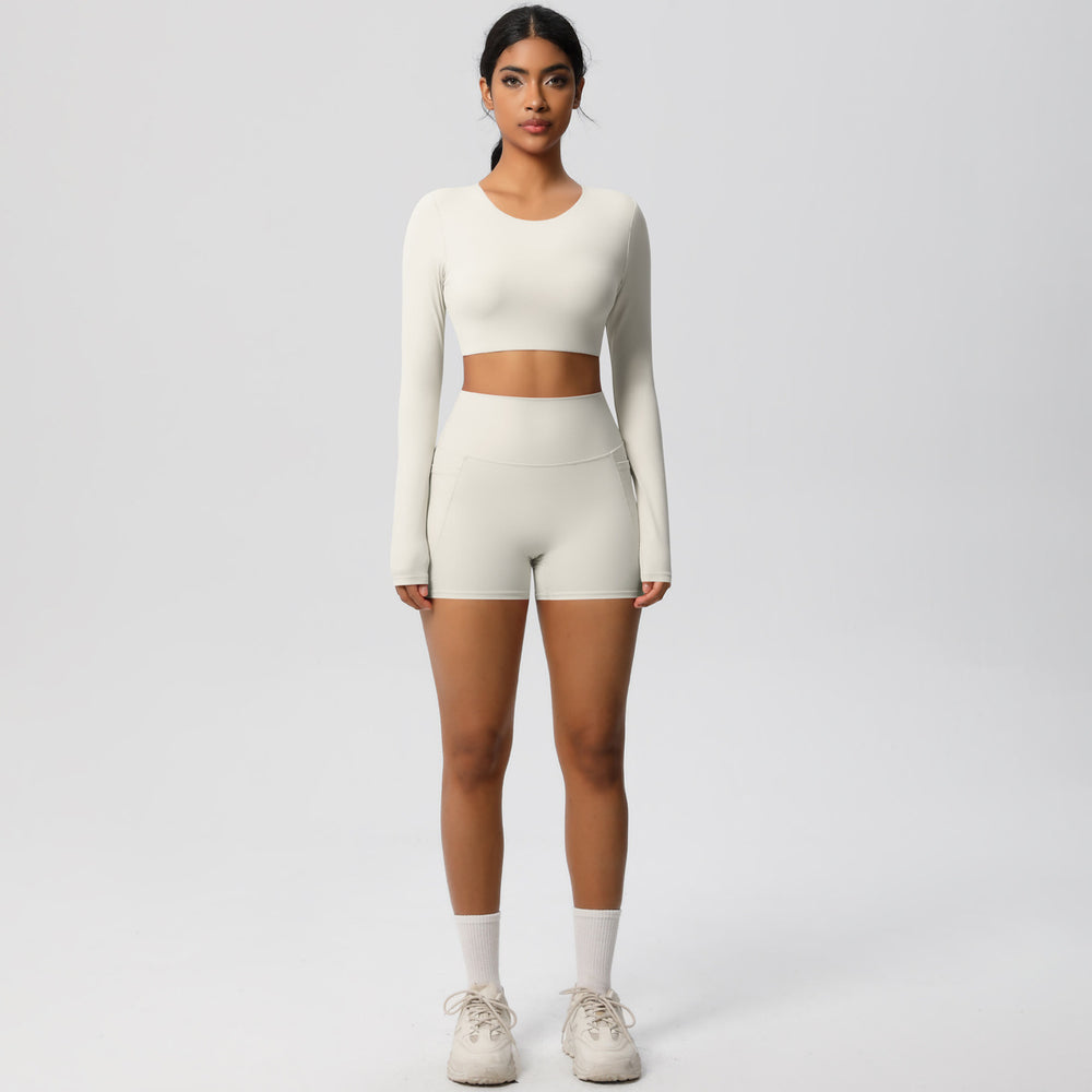 new arrivalhigh waist tight nude yoga suit quick-drying breathable outdoor casual running fitness sports suit