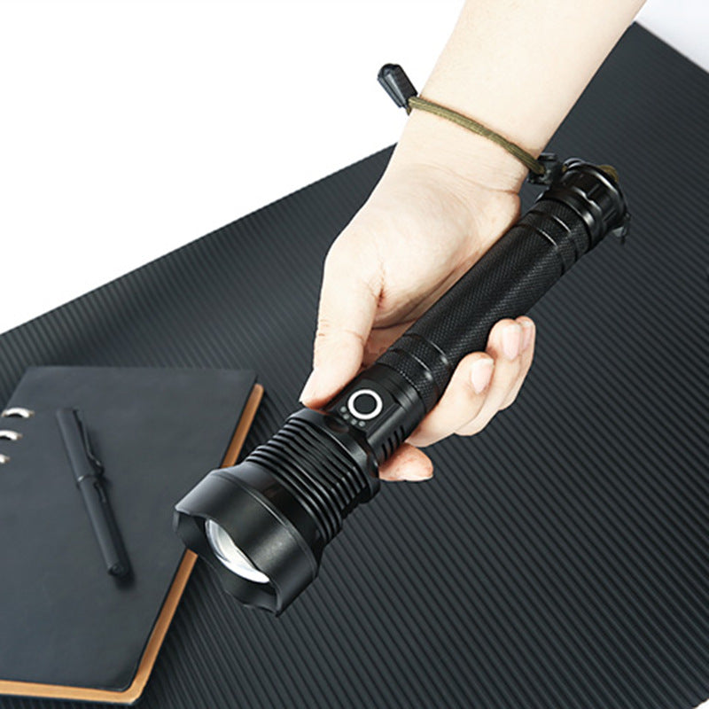 Cross-border P70 strong light flashlight electric display zoom led flashlight outdoor high-power aluminum alloy highlight flashlight