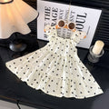 [family wear] children's cotton silk suspender dress sleeveless cake skirt summer thin flying sleeve western style floral skirt