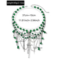Stacked tassel necklace wholesale european and american cross-border retro gothic style accessories green beaded multi-layer choker necklace